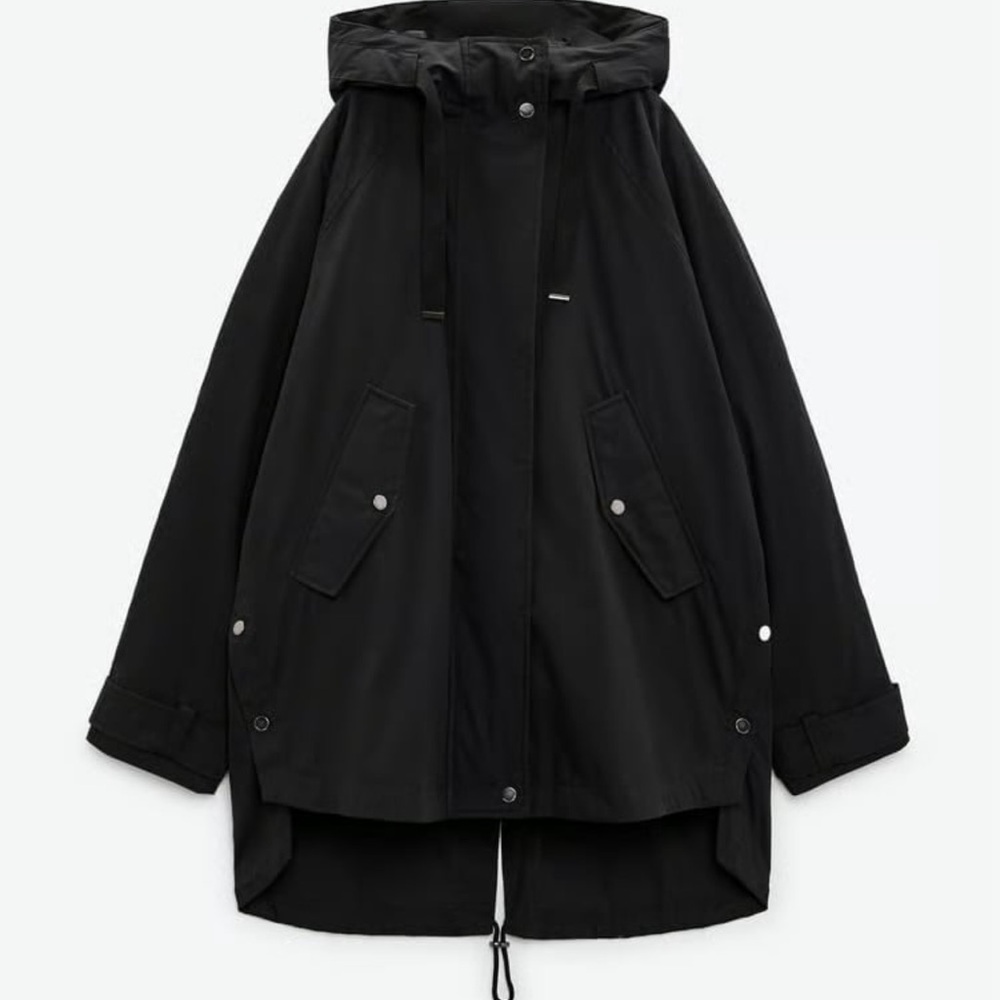 Zara Black Utility Jacket with Hood